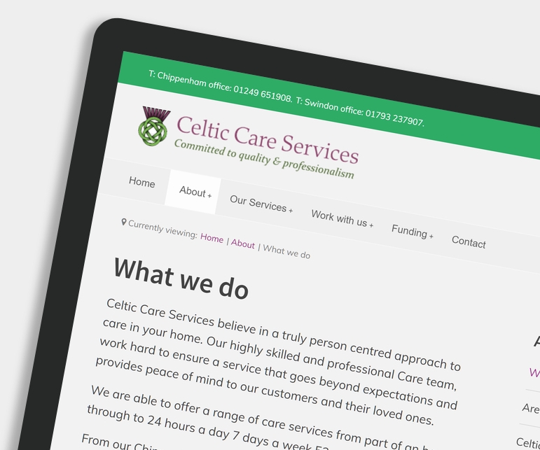 Celtic Care 'what we do' page.