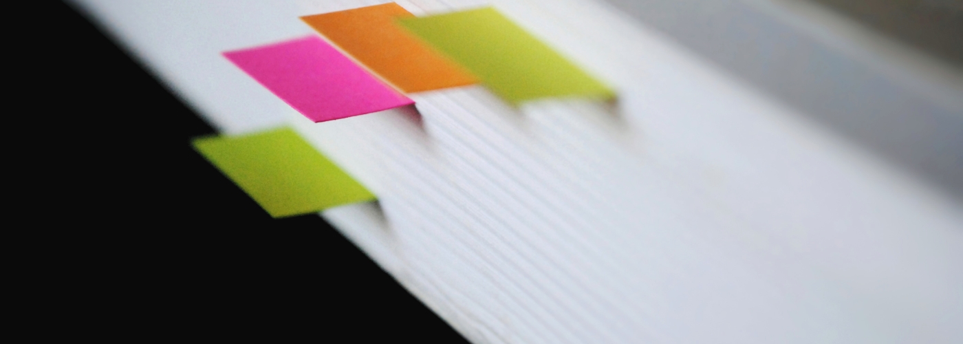 Colourful filing tabs.