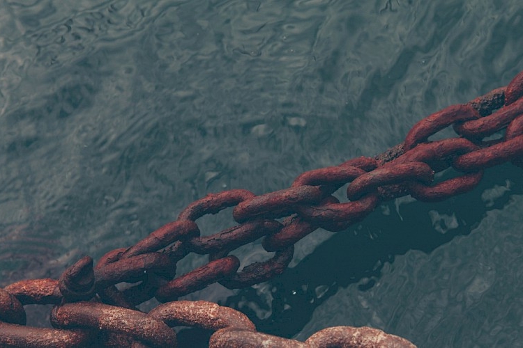 Rusty ship chains.